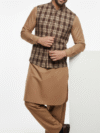 Classic Brown Checkered Men's Waistcoat