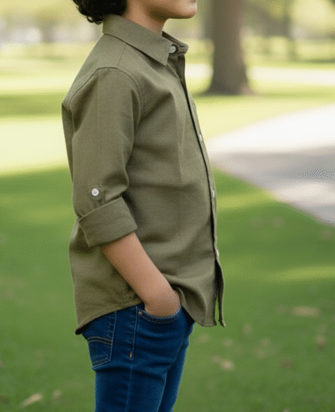 Olive Classic Boys’ Casual Shirt