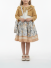 Elegant Floral Girls Party Dress with Mustard Shrug