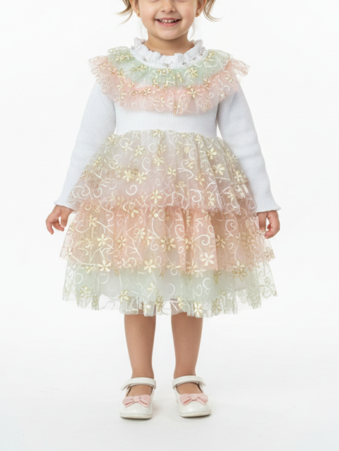 Pastel Fairy Net Girls Party Dress