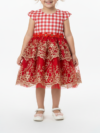 Red Gingham Lace Party Dress for Girls