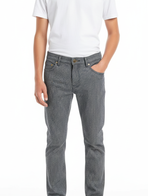 Men’s Grey Pinstripe Casual Pants